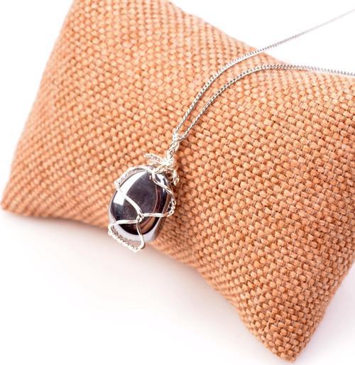 Terahertz Taşı Kolye - Tel Sargılı  ( Titreşim Taşı )