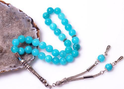 Turkuaz Rengi Jade Taşı Tesbih - 8 mm
