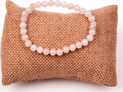 Morganit Taşı Bileklik ( 6 mm ) - Gümüş Aparat