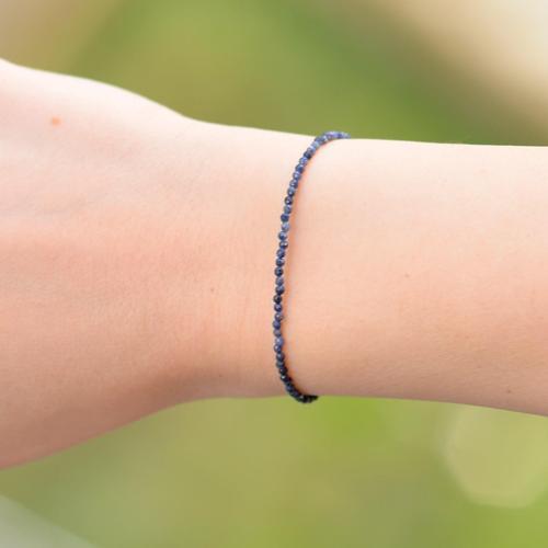 Çok İnce Safir Taşı Gümüş Bileklik - 2,2 mm