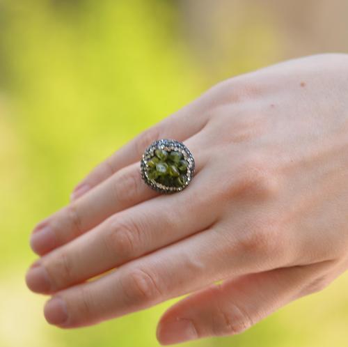 Zebercet Taşı Ayarlamalı Yüzük - Peridot Taşı