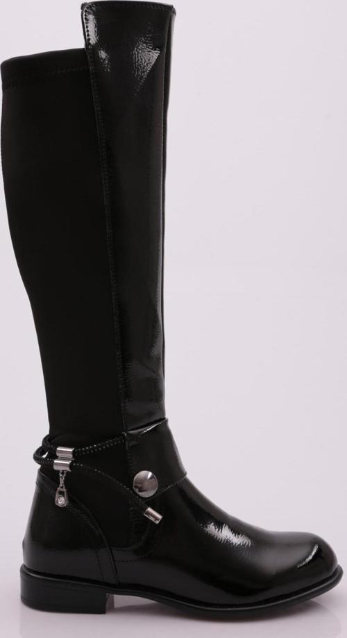 505-22K Kadin Arkasi Strech Yani Fermuarli Knee High Flats Çizme