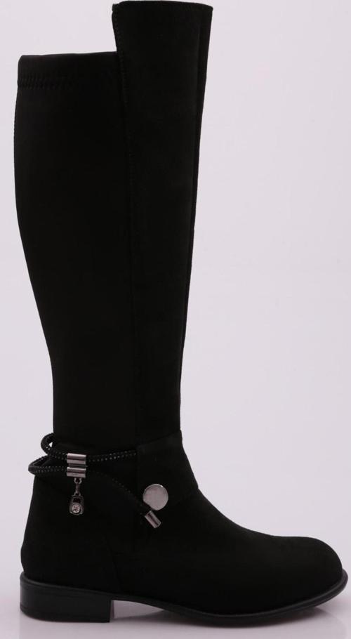 505-22K Kadin Arkasi Strech Yani Fermuarli Knee High Flats Çizme
