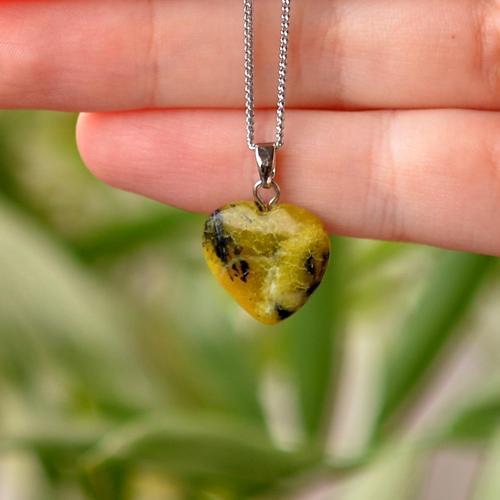 Serpantin Taşı Kalp Kolye - Küçük Boy