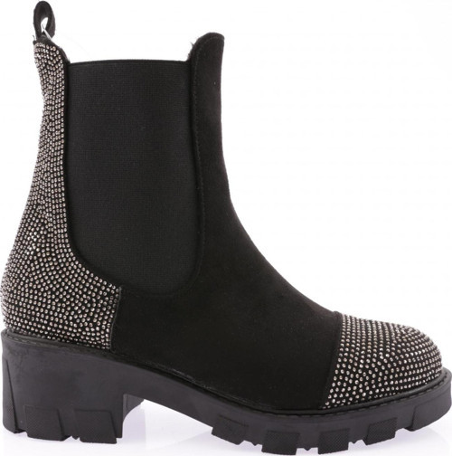 Md113 Kadin Strech Detayli Silver Taşli Bot