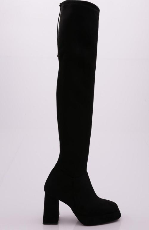 1900 Kadin Strech Detayli  Fermuarli Knee High Topuklu Çizme