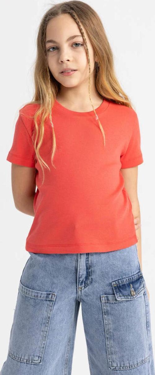 B3054A8 Ss Kız Çocuk Slim Fit Ribana Kısa Kollu Tişört