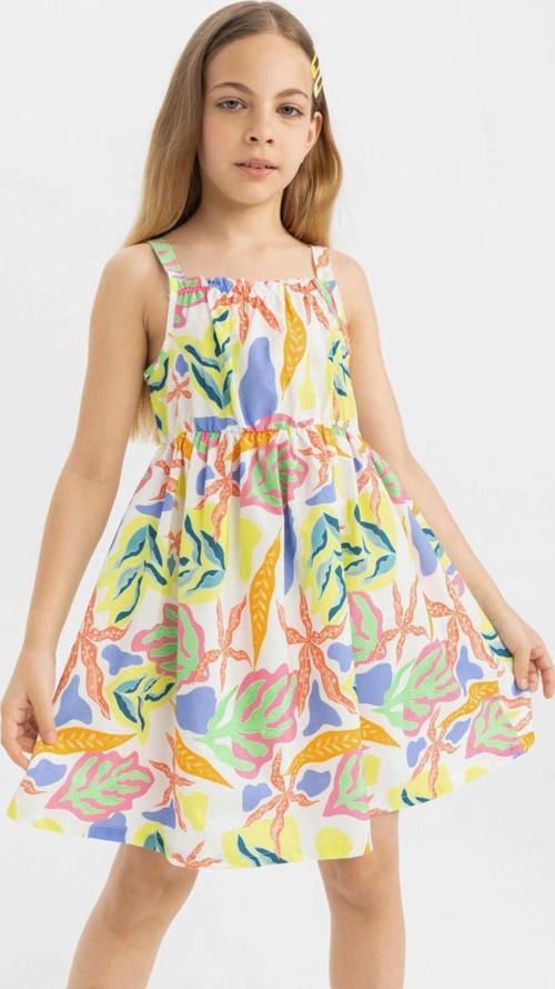 Kız Çocuk Desenli Kolsuz Poplin Elbise C5430A8