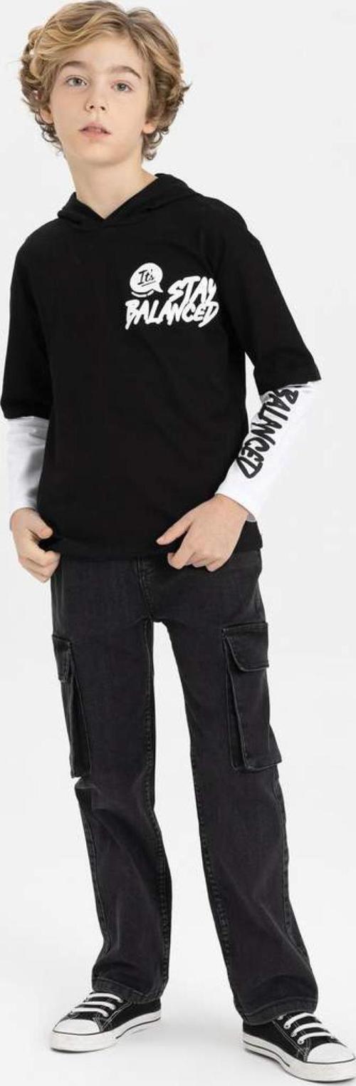 B5526A8 Ss Erkek Çocuk Kargo Fit Düz Paça Jean Pantolon