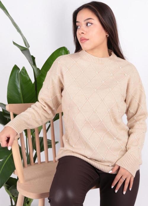 24K0348K1 Kadın İncili Tunik