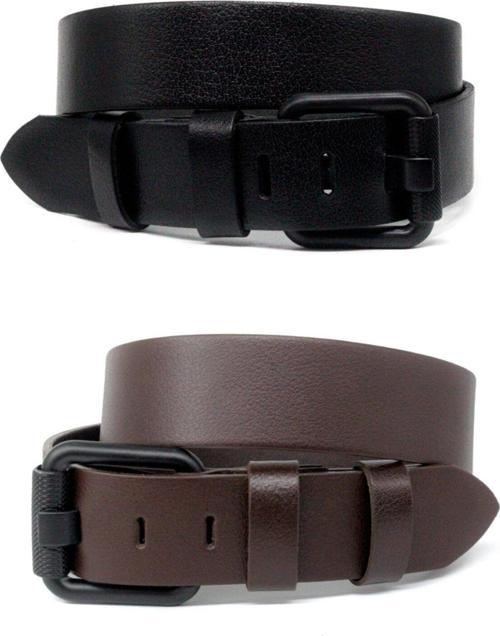 2'Li Hakiki Deri Erkek Kot Kemeri 4,5 Cm Siyah