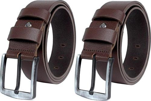 Kahverengi 2'Li %100 Manda Derisi Erkek Kot Kemeri 4,5Cm