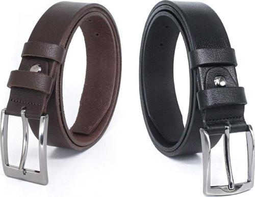 3,5Cm Siyah - Kahverengi 2'Li %100 Manda Derisi Erkek Klasik Kemer