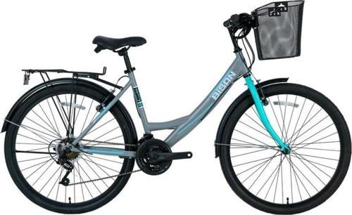 Mabella Kadın Şehir Bisikleti 44Cm V 26 Jant 21 Vites Açık Gri Yeşil