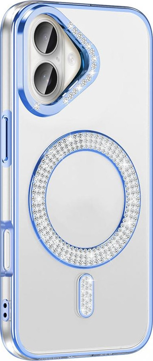 iPhone 16 Kılıf Pırlanta Taş Tasarımlı M-safe Şarj Özellikli Karetta Silikon Kılıf