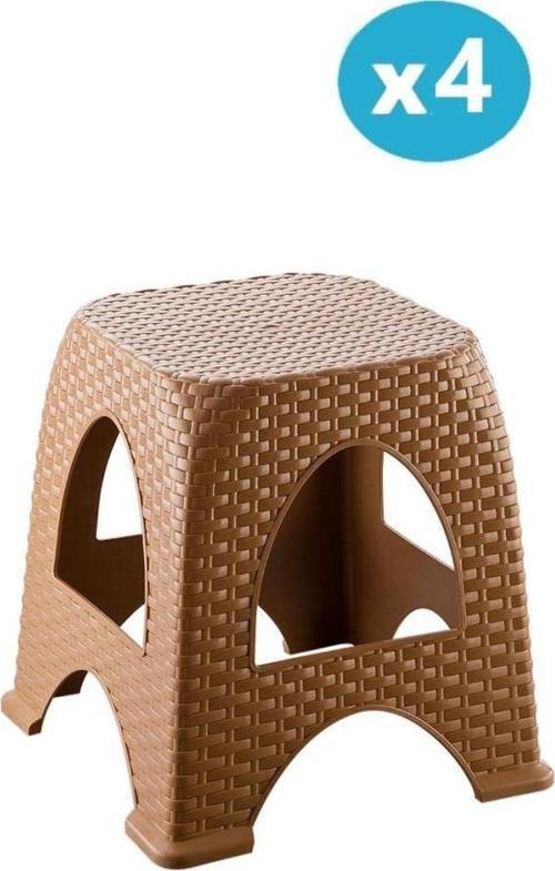 SY-4667 Plastik Hasır Tabure Küçük Boy 4'lü Set