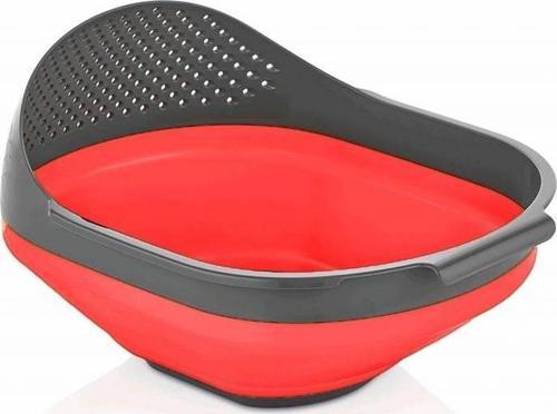Qlüx İdeas Katlanabilir Pirinç Süzgeci Kırmızı 26cm