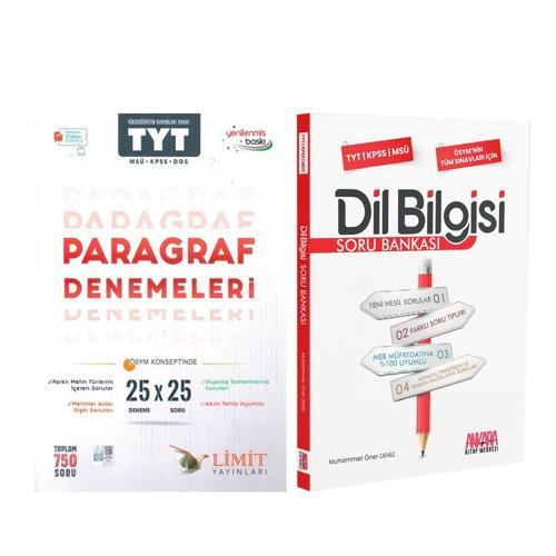 Limit Yayınları TYT MSÜ KPSS DGS Paragraf Deneme ve AKM Dil Bilgisi Soru Bankası Seti 2 Kitap