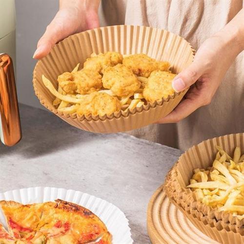 50 Adet Air Fryer Pişirme Kağıdı Tek Kullanımlık Yağ Geçirmez Yuvarlak Tabak Model PVC-Findit