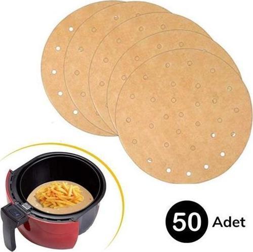 50 Adet Air Fryer Pişirme Kağıdı Tek Kullanımlık Gıda Pişirme Kağıdı Delikli Yuvarlak Model-Findit