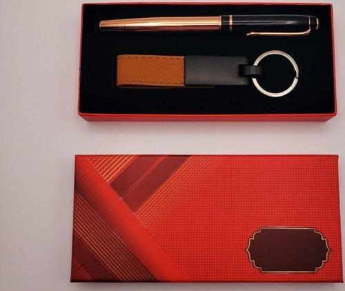 Büro Ev Ofis Hediyesi için 2PARÇA Deri Metal Anahtarlık Roller Kalem Seti