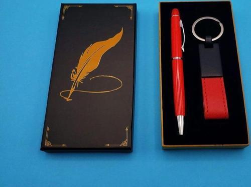 Büro Ev Ofis Hediyesi için 2PARÇA Deri Anahtarlık Touchpen Kalem Seti