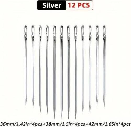 Büro Ev Ofis Hobi Dikiş Atölyesi için 12ADET Kolay İplik Geçen Dikiş İğne Seti