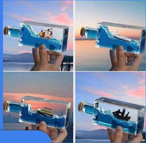 Büro Ev Dekoru için Akvaryım İçinde Batmayan Gemili Şişe