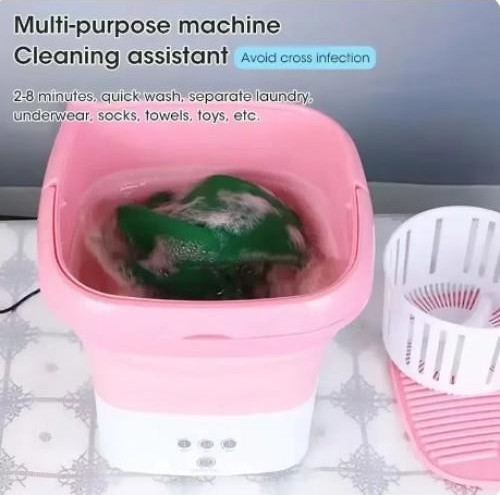 Büro Ev için Katlanabilir Pembe Mini Çamaşır Yıkama Aparatı