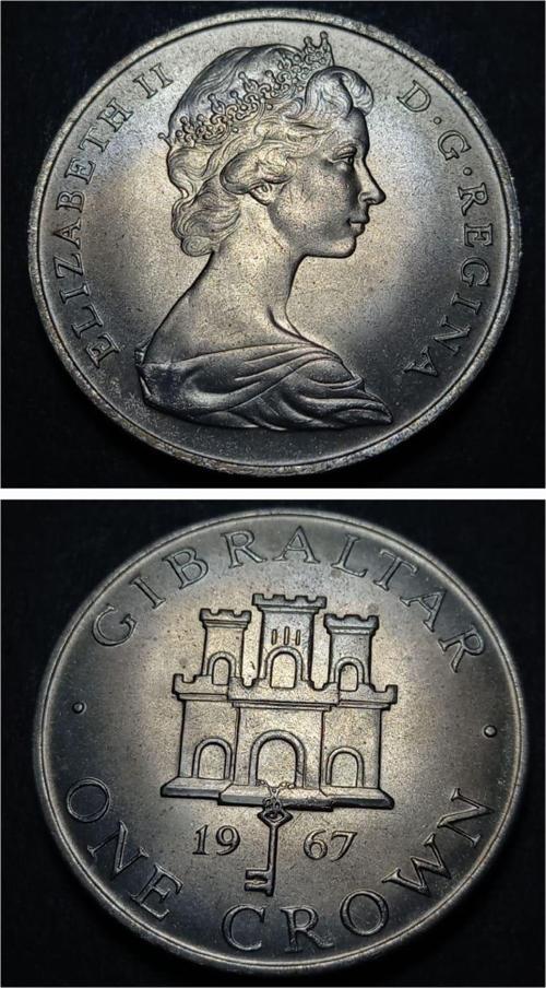 3996367f9059d23485 1967 ÇİL Cebelitarık 1Kron eski yabancı madeni para