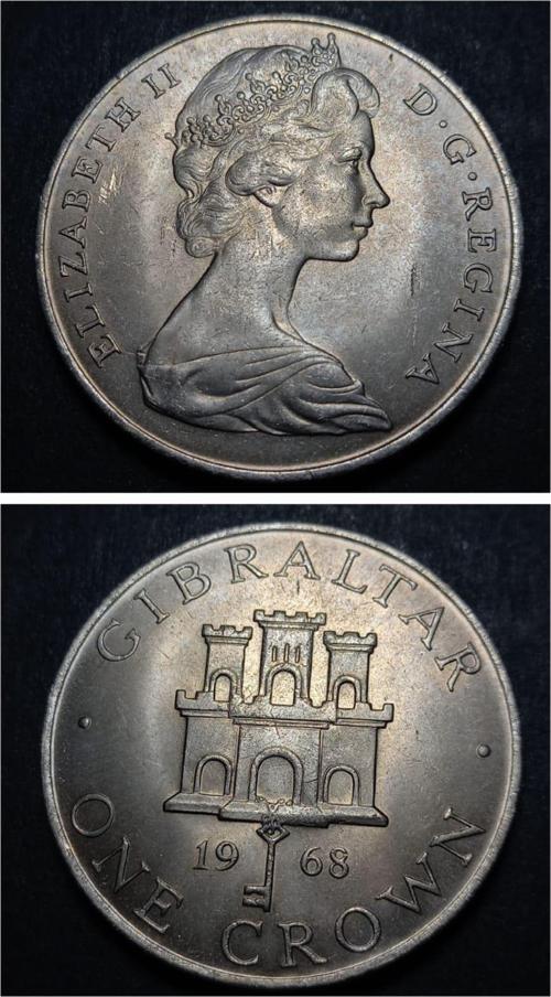 3996367f90613db82f 1968 Cebelitarık 1Kron ÇİL eski yabancı madeni para