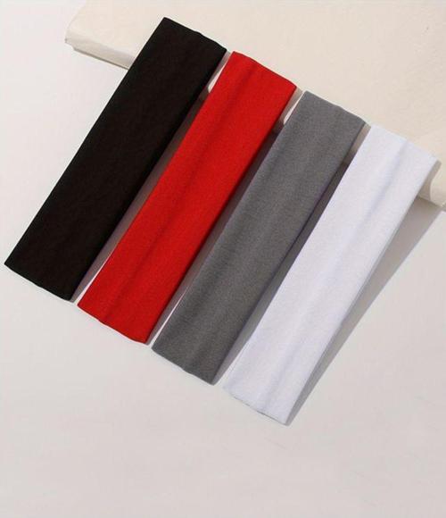 Kadın 4'lü Antrasit Siyah Beyaz Kırmızı  Esnek Bandana - Saç Bandı - Saç Tokası