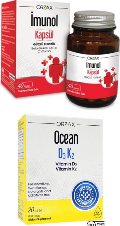 İmunol Imunol 40 Kapsül Ve Ocean Vitamin D3K2 Damla 20Ml