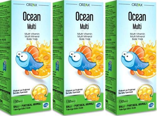 Multivitamin Multimineral Balık Yağı Ballı-Portakal Aromalı Şurup 150Ml-3 Adet