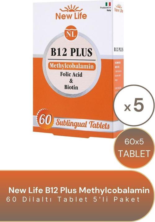 B12 Plus Methylcobalamin 60 Dilaltı Tablet 5'Li Paket