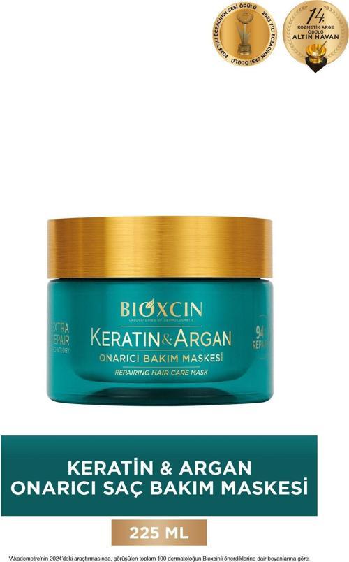Keratin & Argan Onarıcı Saç Bakım Maskesi 225 Ml - Yıpranmış Ve Hassas Saçlar Botoks Etkili