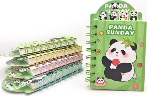 Sevimli Panda Ayraçlı Mini Not Defteri (9x14,5 cm) - Süslü Panda