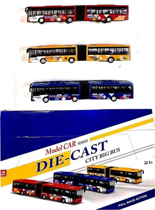 Otobüs Oyuncak Körüklü Çek-Bırak Metal Otobüs Kırılmaz Metrobüs 22 CM