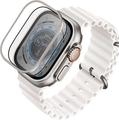 Apple Watch Ultra 49mm Ekran Koruyucu Cam ve Çelik Çerçeve Dust Repel™ Teknolojisi Yüksek Koruma