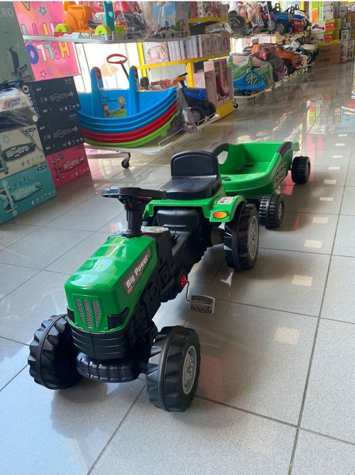 Active Pedallı Römorklu Big Trolley Traktör (YEŞİL)