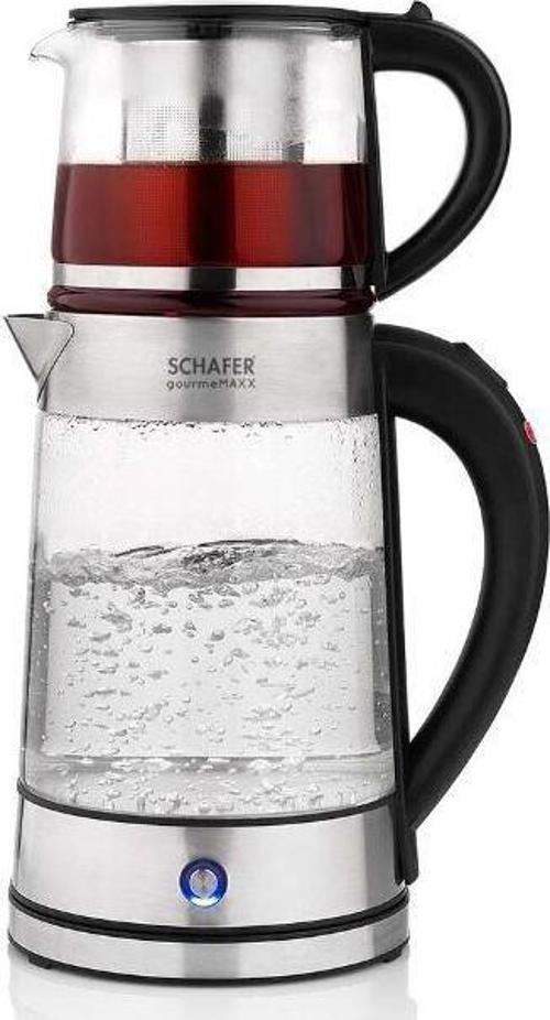 Gourmemaxx Cam Çay Makinesi Kettle 4 Parça Şeffaf