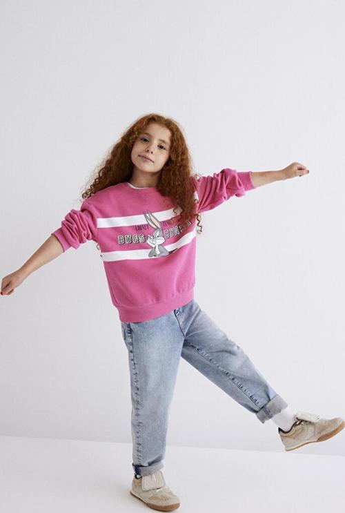 M7S10072-71095 Kız Çocuk Bugs Bunny Baskılı Sweatshirt