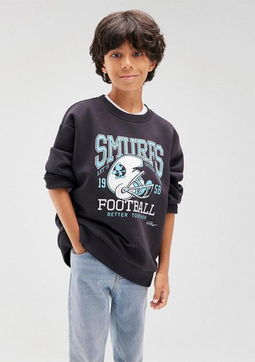 M6S10084-70087 Erkek Çocuk Şirinler Baskılı Sweatshirt