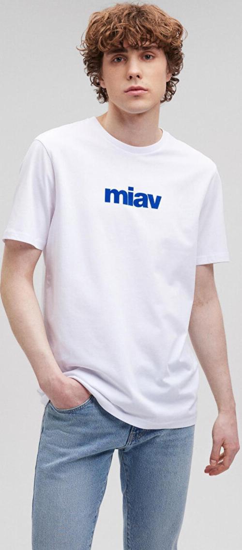 M067153-620 Miav Baskılı Tişört Beyaz Ss Erkek T-Shirt