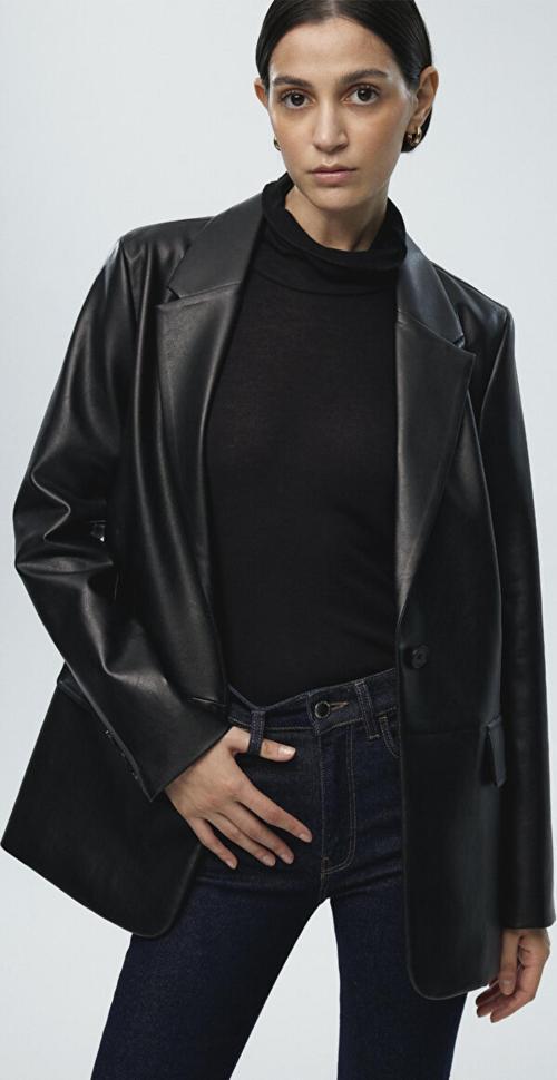 M1110494-900 Kadın Pu Blazer Ceket