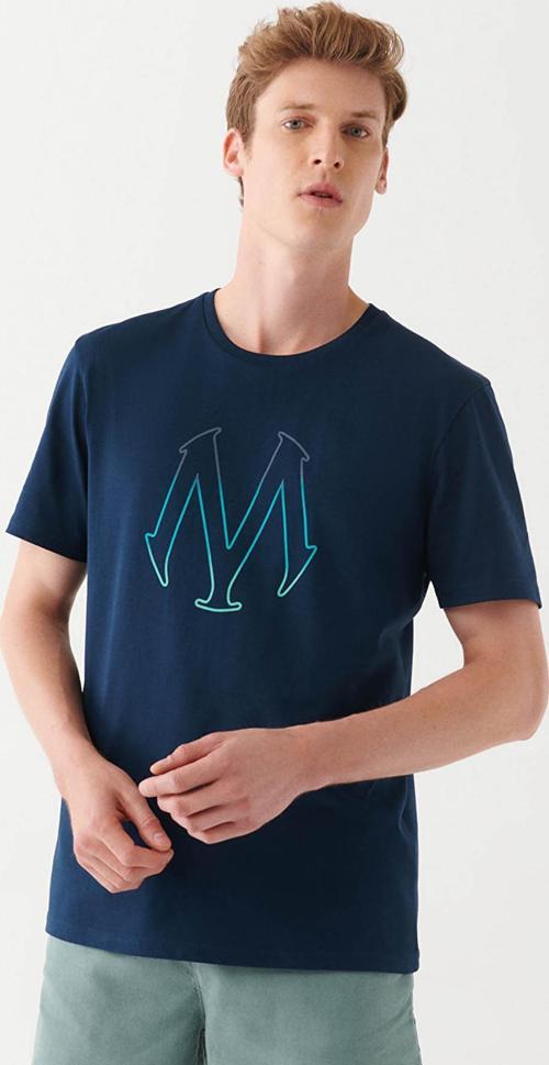 M0610635-70490 Erkek Mavı Baskılı T-Shirt