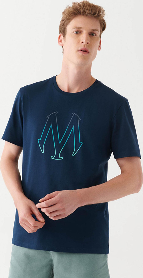 M0610635-70490 Erkek Mavı Baskılı T-Shirt