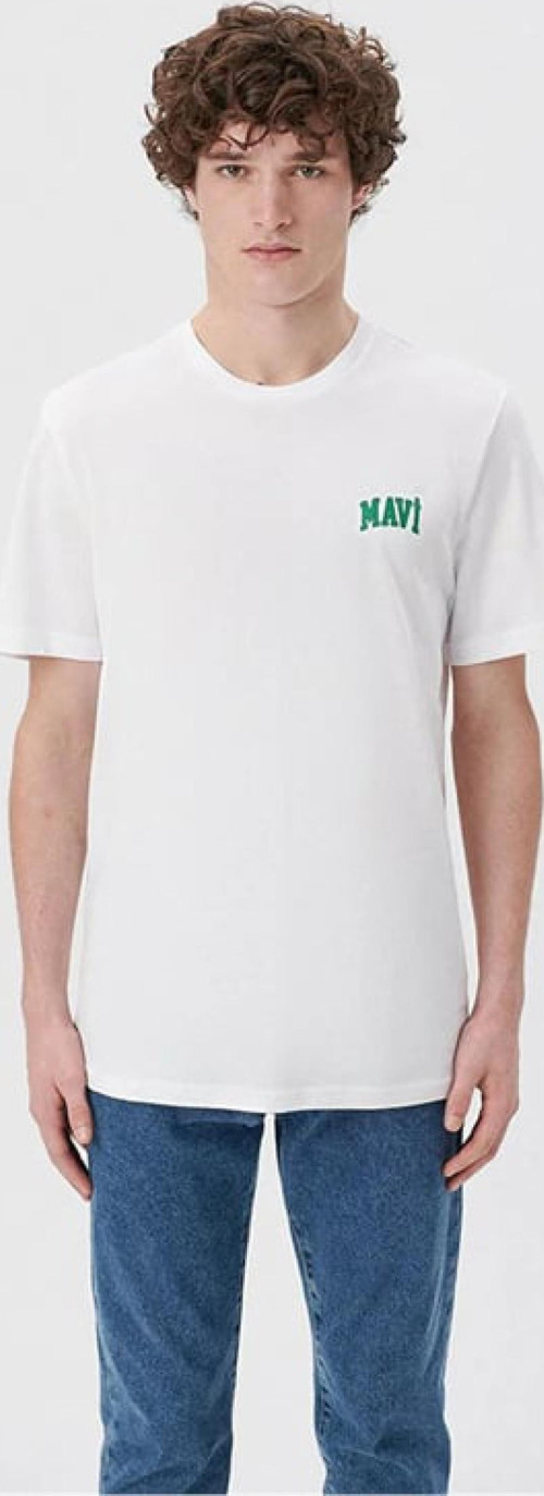 M0611714-620 Mavi Logo Tişört Beyaz Ss Erkek T-Shirt