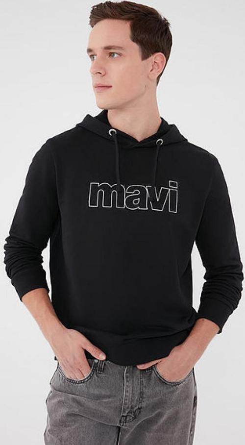 065606-900 Logo Kapısonlu Sweatshırt Siyah Erkek Sweatshirt