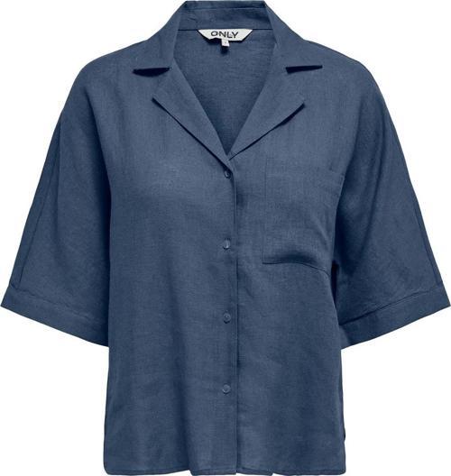 Kadın Onltokyo Kısa Kollu Tek Cep Detaylı Keten Gömlek 15314215 Indigo